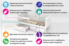 Кровать-тахта Svogen мягкая с ящиками и бортиком с фото белый/динозаврики в Шумихе - shumiha.magazinmebel.ru | фото - изображение 2